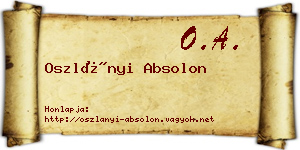 Oszlányi Absolon névjegykártya